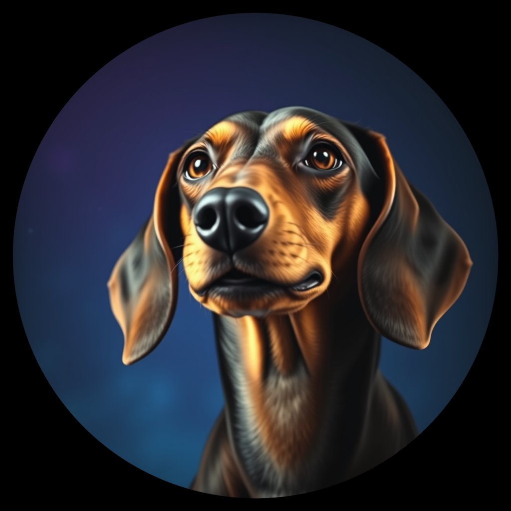 Cosmic medallion portrait of DACH_Dac_0GT117, a Dachshund
