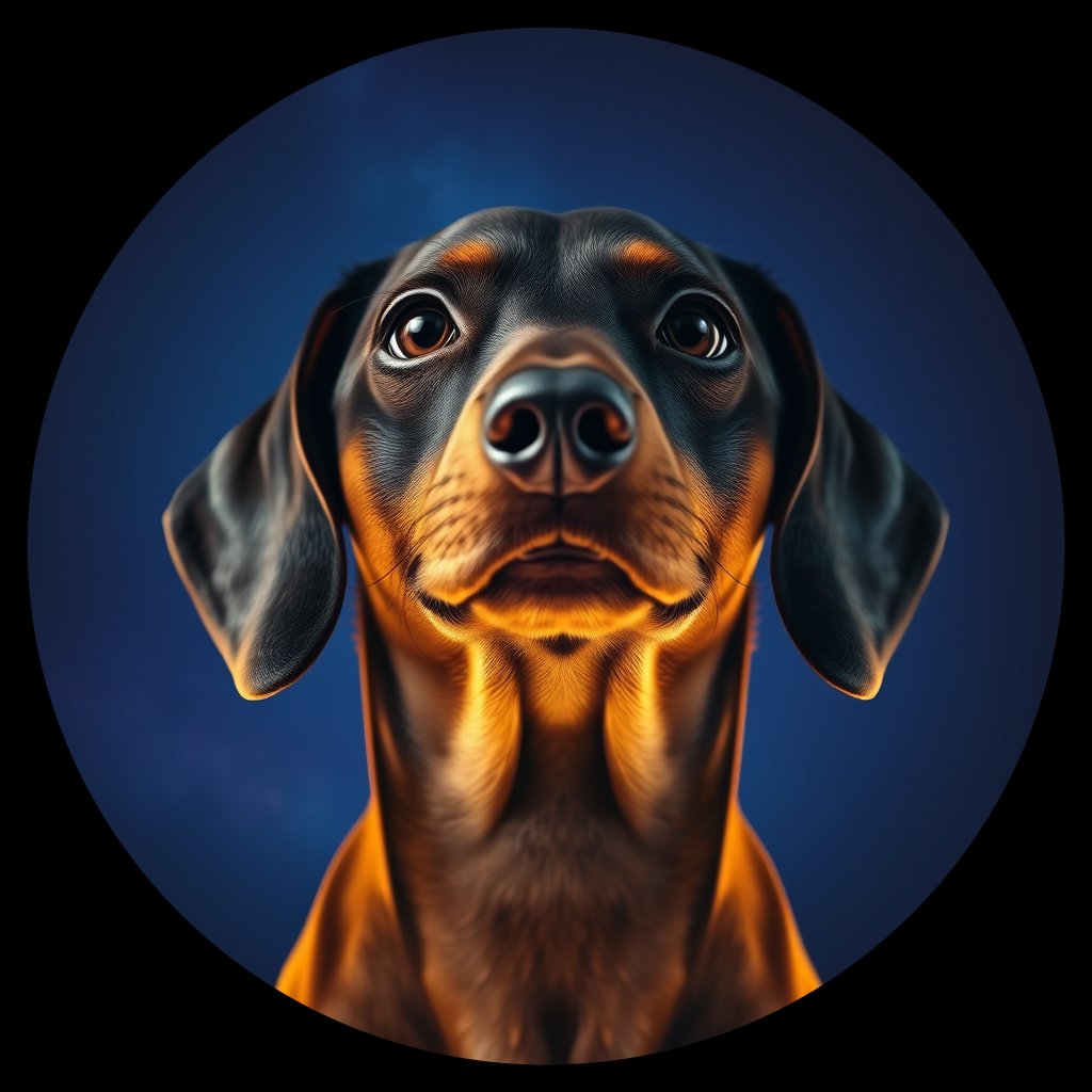 Cosmic medallion portrait of DACH_Dac_0GT118, a Dachshund
