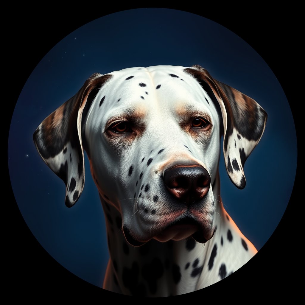 Cosmic medallion portrait of DAL100_DAL100, a Dalmatian