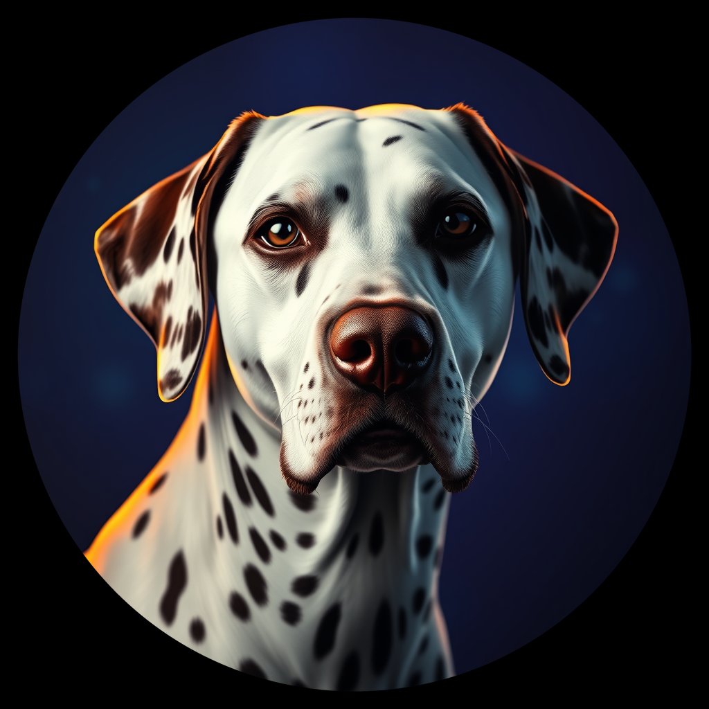 Cosmic medallion portrait of DAL101_DAL101, a Dalmatian