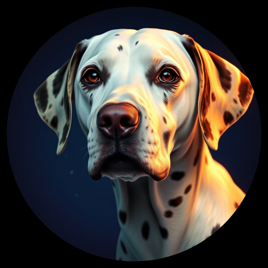 Cosmic medallion portrait of DAL102_DAL102, a Dalmatian