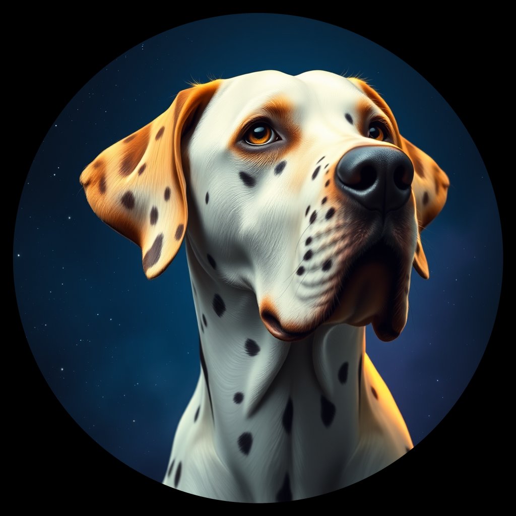 Cosmic medallion portrait of DAL103_DAL103, a Dalmatian