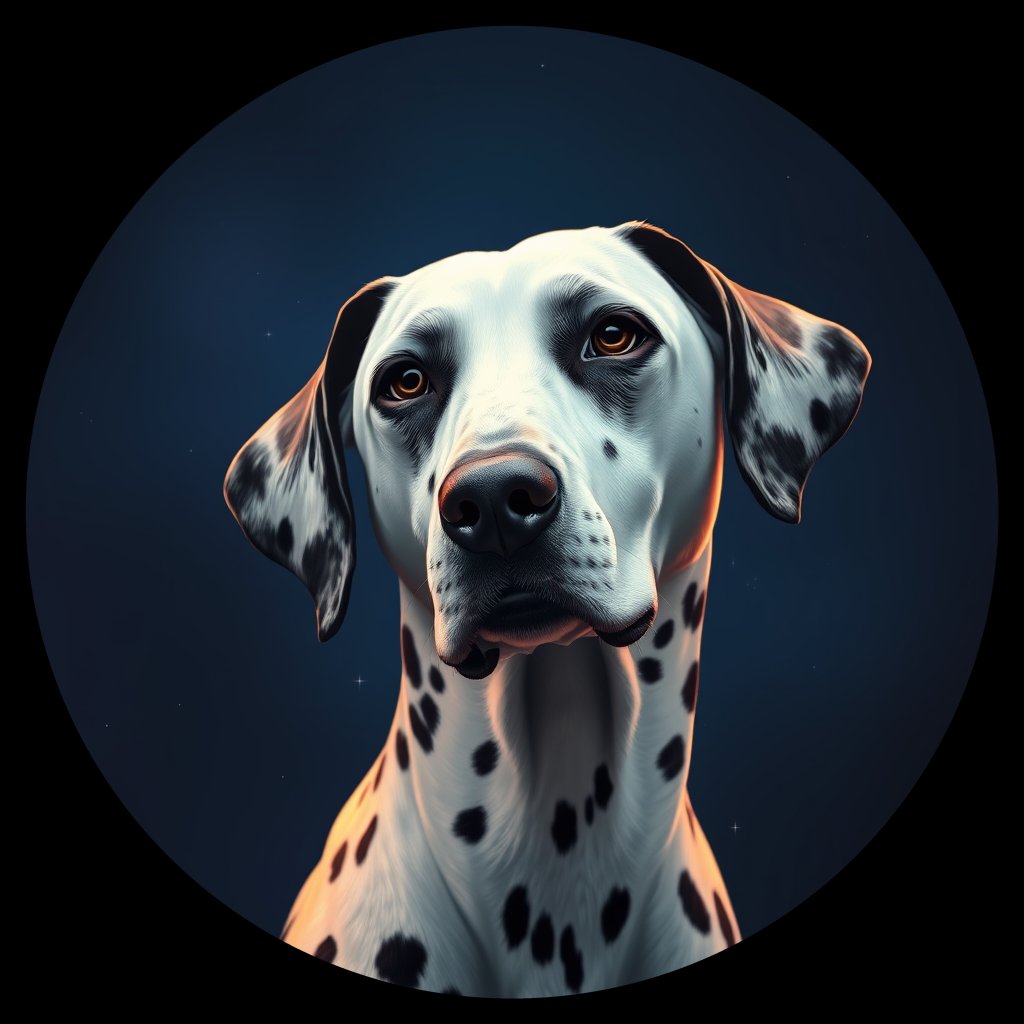 Cosmic medallion portrait of DAL106_DAL106, a Dalmatian