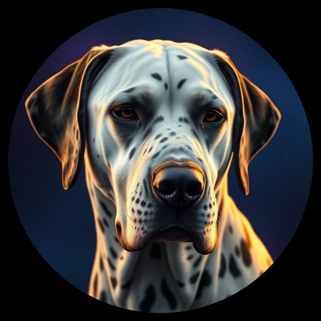 Cosmic medallion portrait of DAL10_DAL10, a Dalmatian