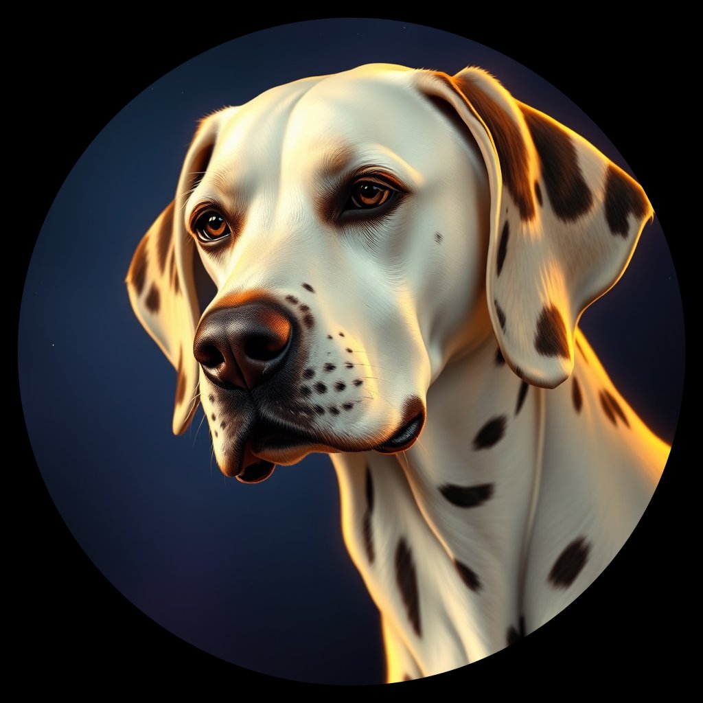 Cosmic medallion portrait of DAL111_DAL111, a Dalmatian