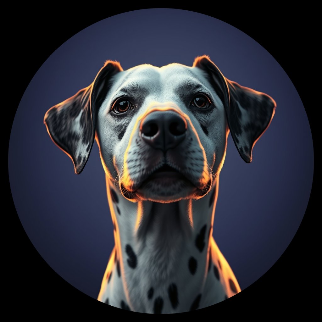 Cosmic medallion portrait of DAL113_DAL113, a Dalmatian