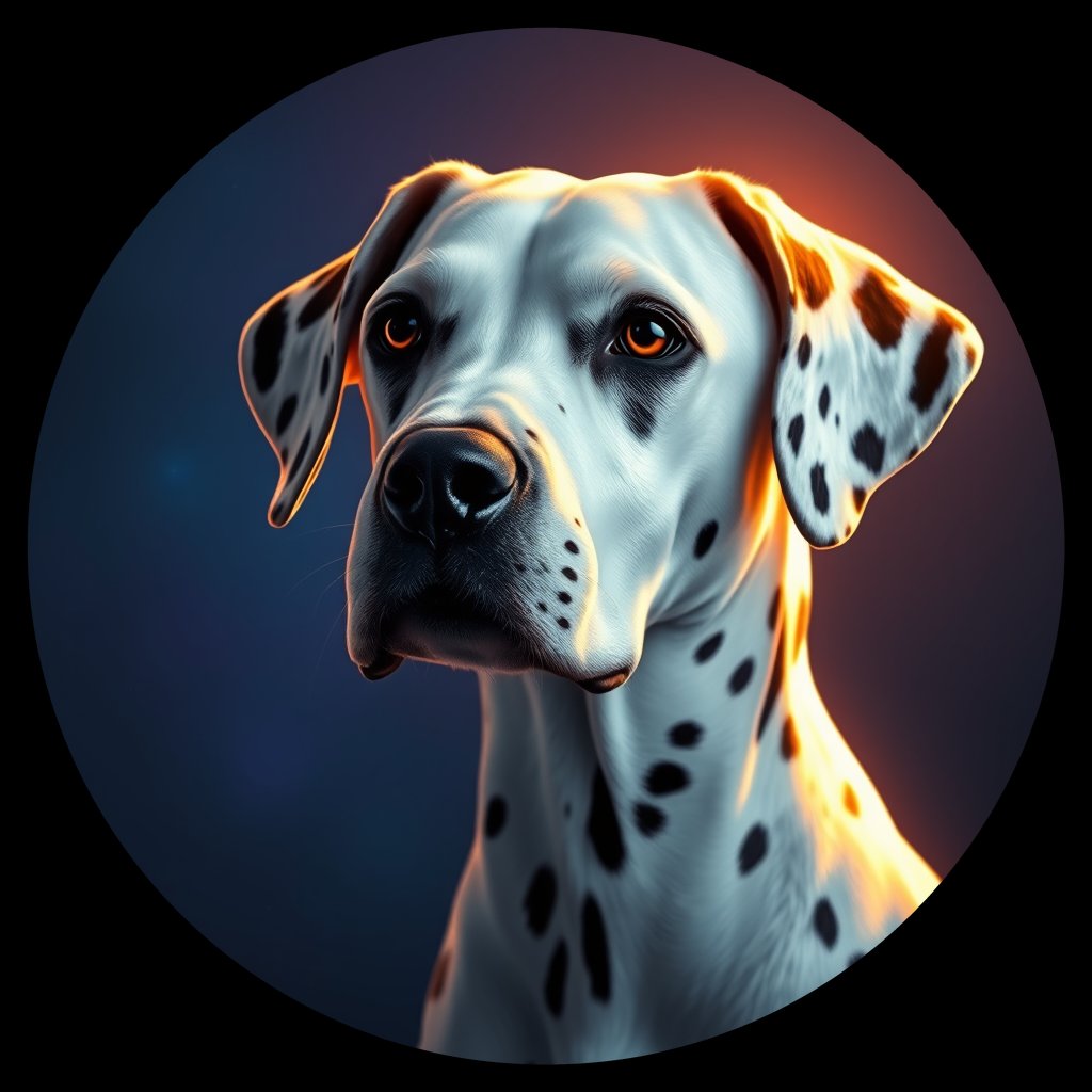 Cosmic medallion portrait of DAL118_DAL118, a Dalmatian