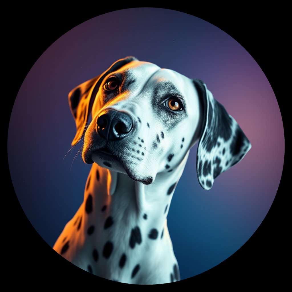 Cosmic medallion portrait of DAL119_DAL119, a Dalmatian