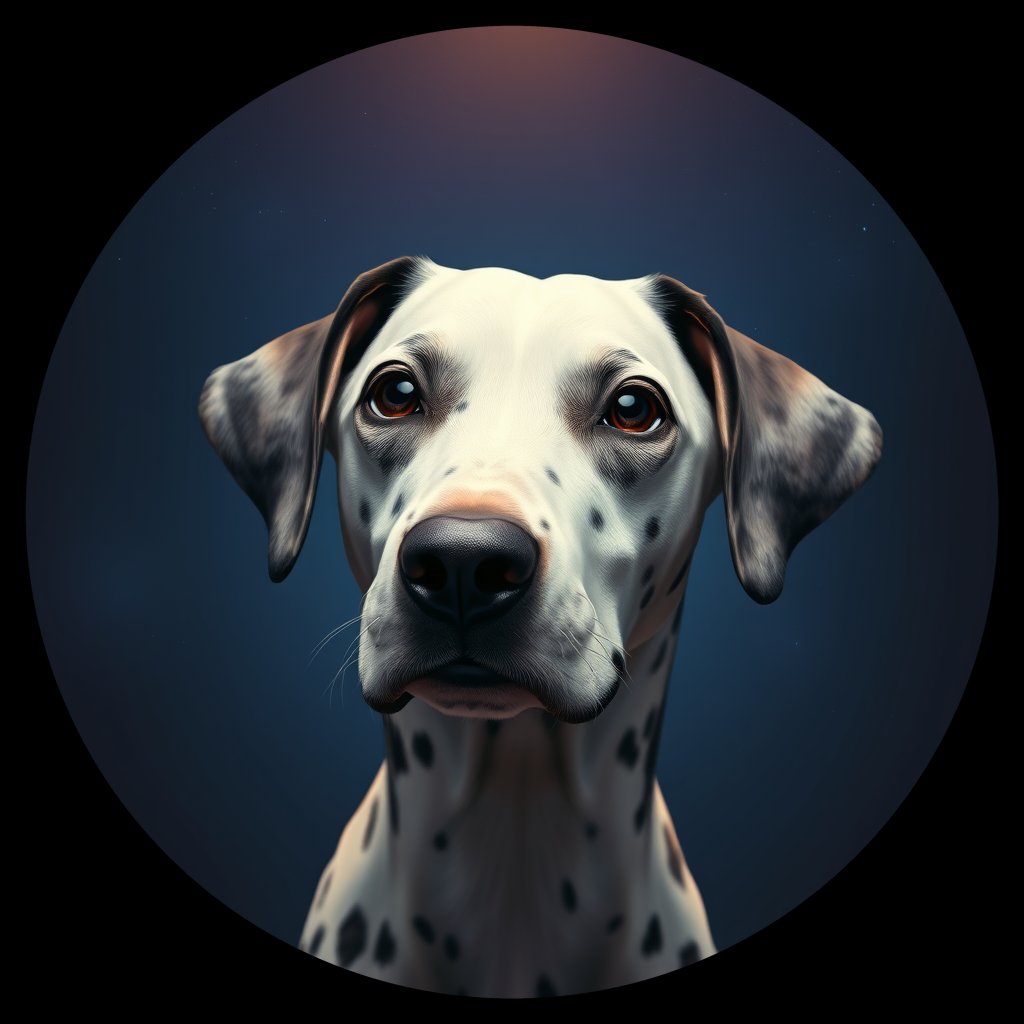 Cosmic medallion portrait of DAL121_DAL121, a Dalmatian