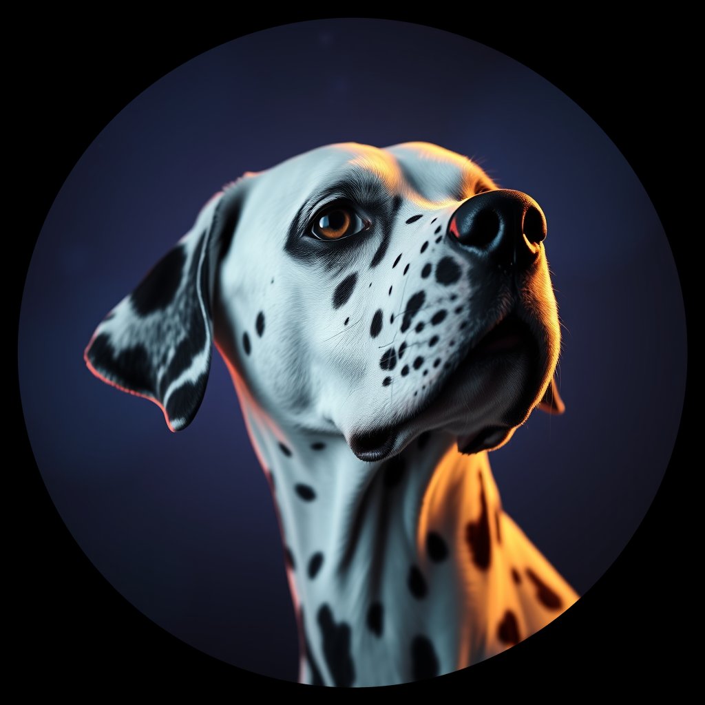 Cosmic medallion portrait of DAL124_DAL124, a Dalmatian