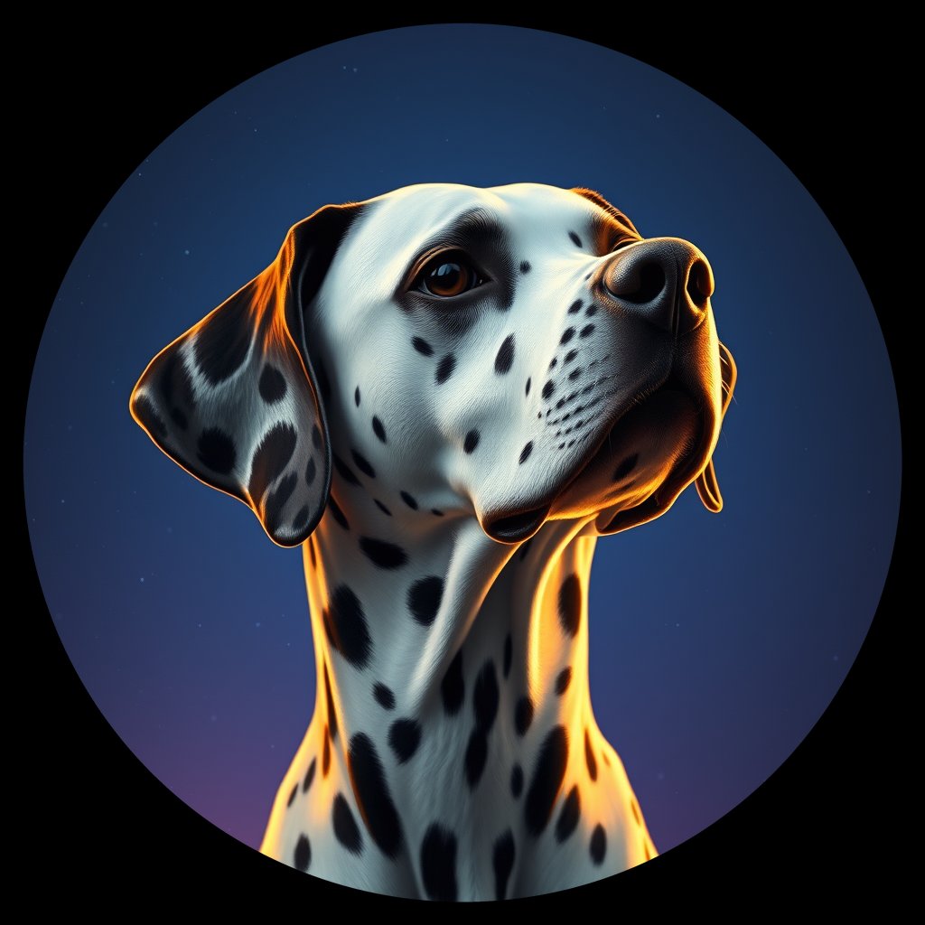 Cosmic medallion portrait of DAL126_DAL126, a Dalmatian