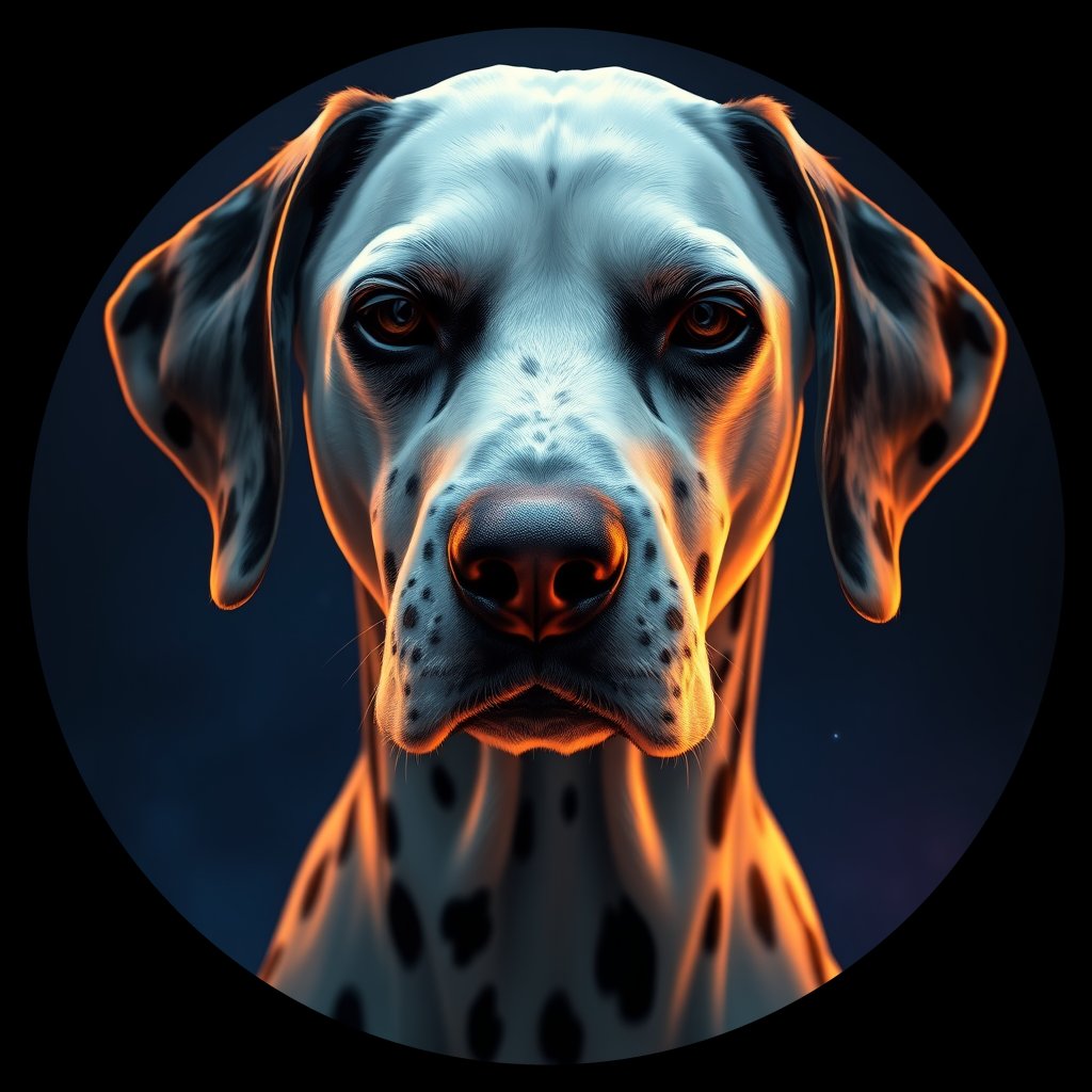 Cosmic medallion portrait of DAL12_DAL12, a Dalmatian