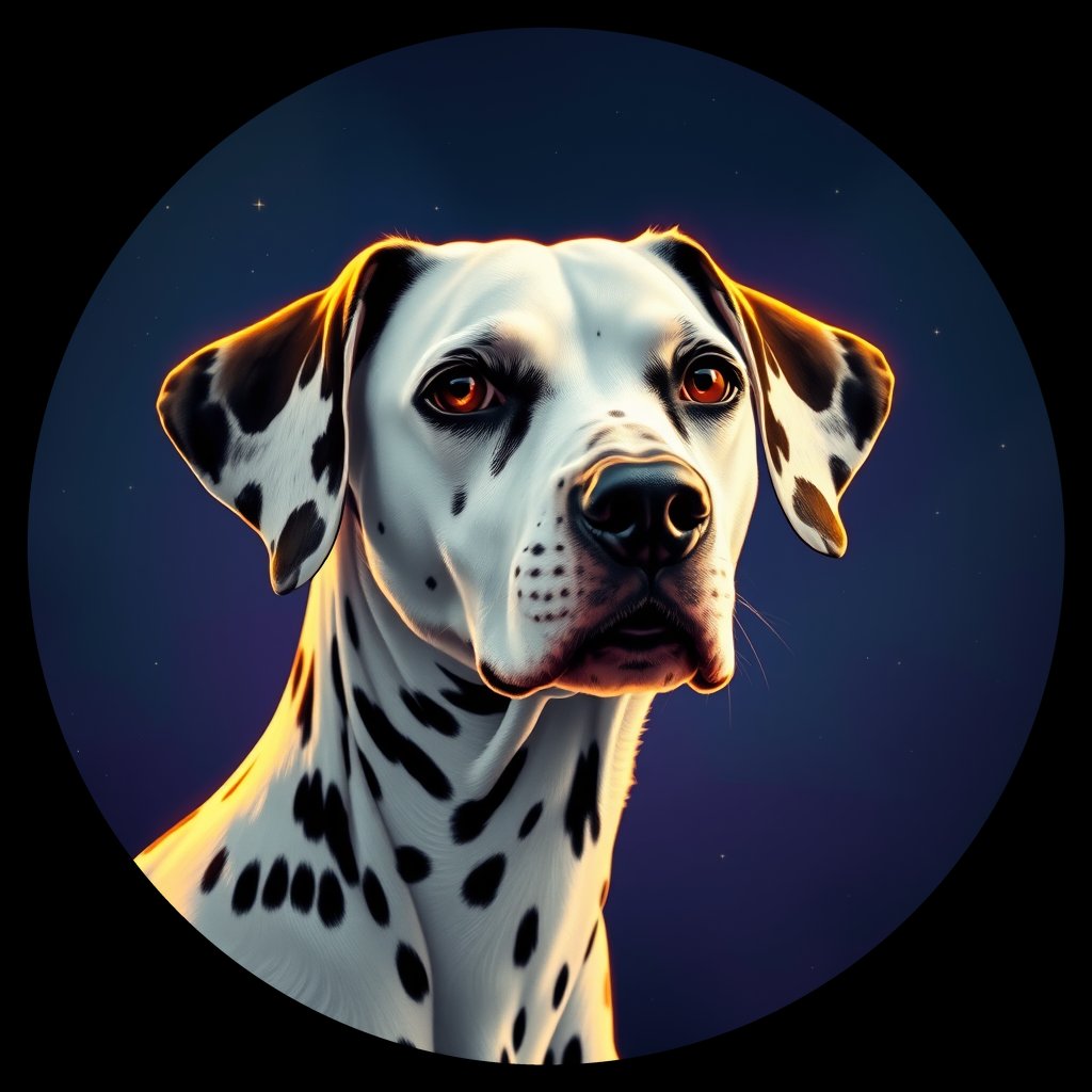 Cosmic medallion portrait of DAL132_DAL132, a Dalmatian