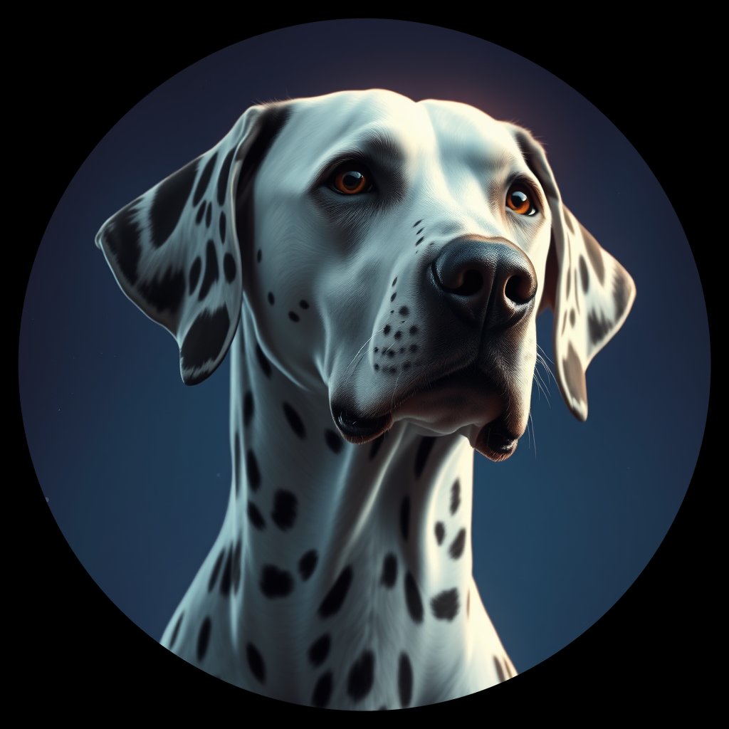 Cosmic medallion portrait of DAL133_DAL133, a Dalmatian