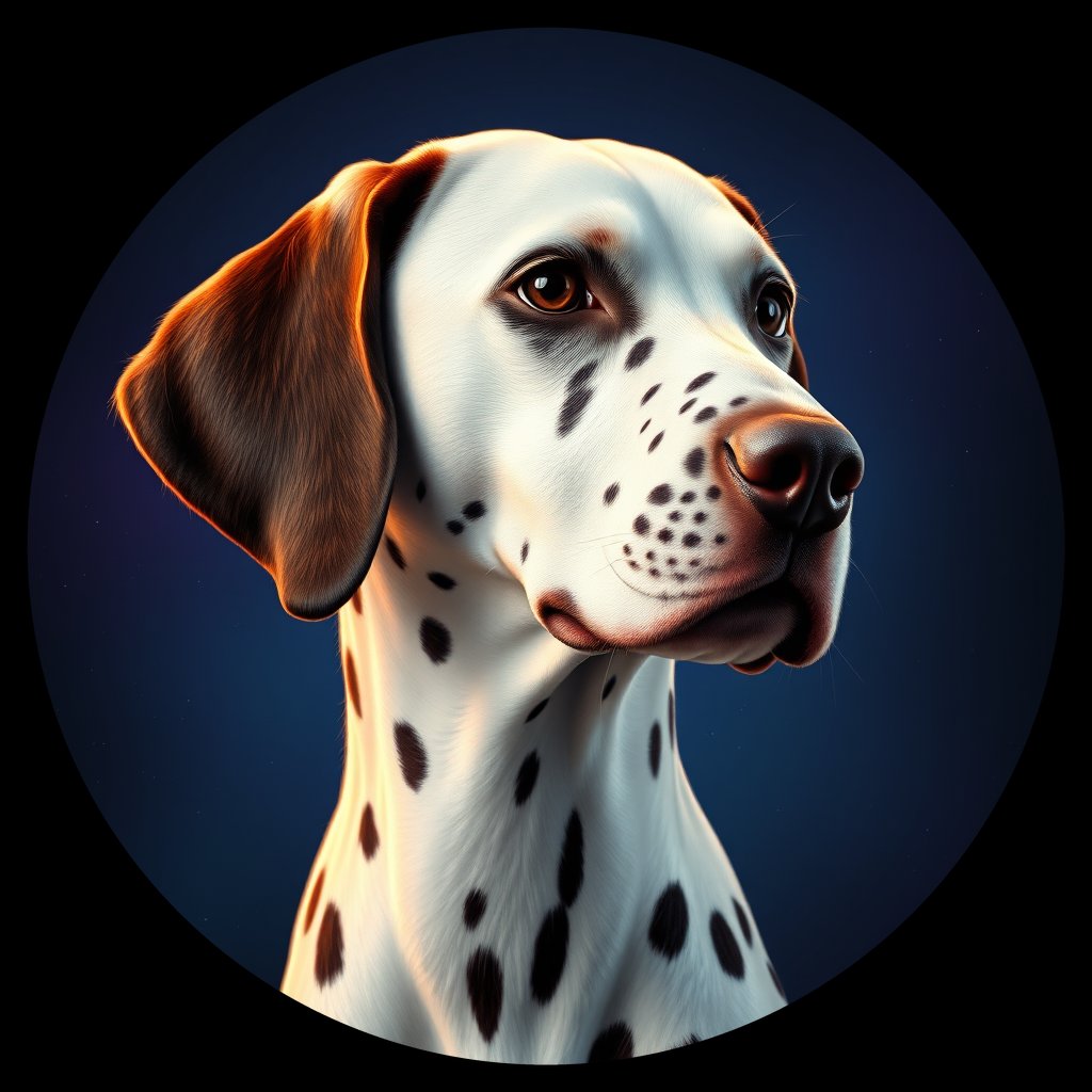 Cosmic medallion portrait of DAL134_DAL134, a Dalmatian