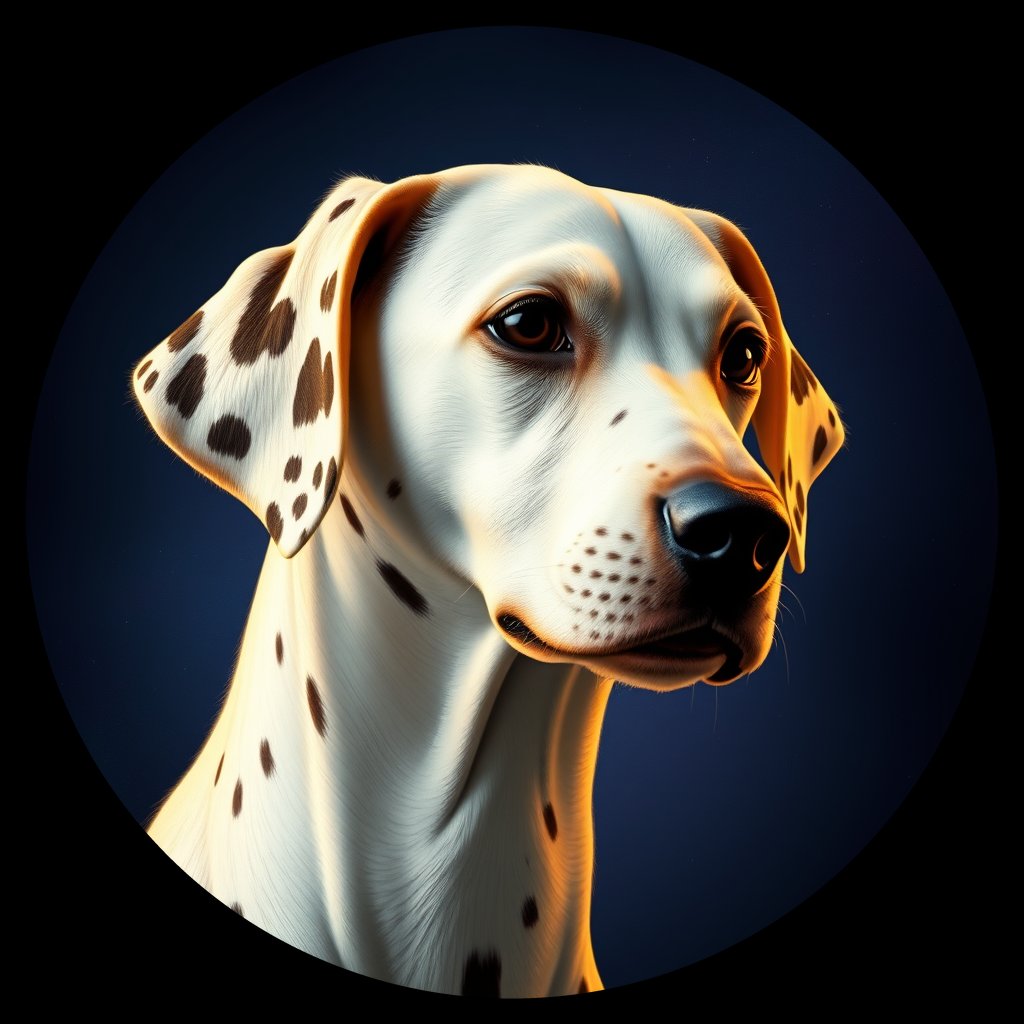 Cosmic medallion portrait of DAL135_DAL135, a Dalmatian