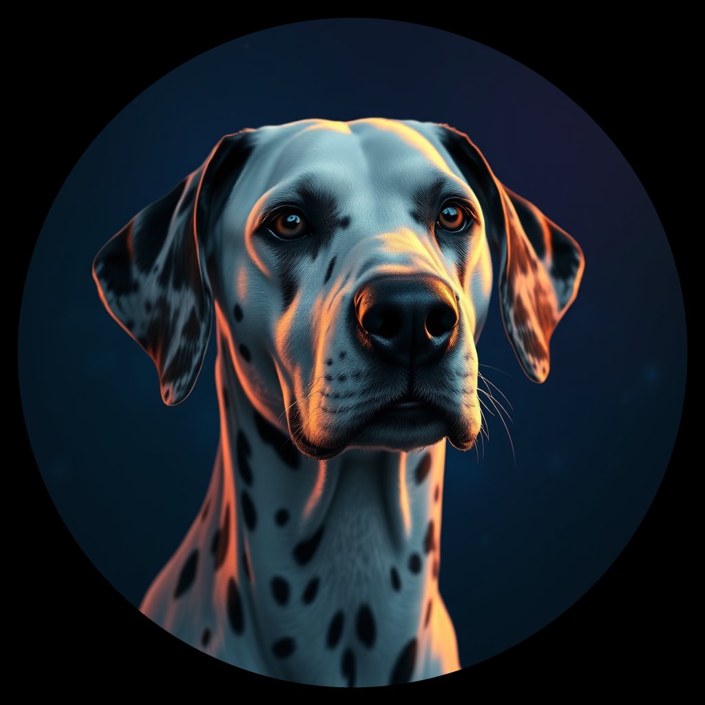 Cosmic medallion portrait of DAL137_DAL137, a Dalmatian