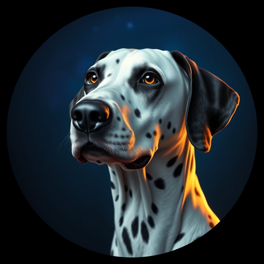 Cosmic medallion portrait of DAL138_DAL138, a Dalmatian