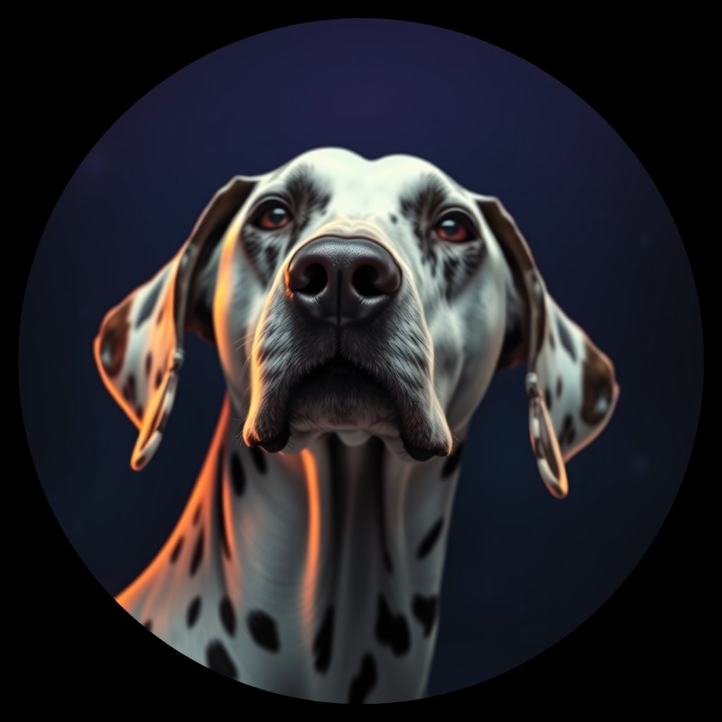 Cosmic medallion portrait of DAL139_DAL139, a Dalmatian