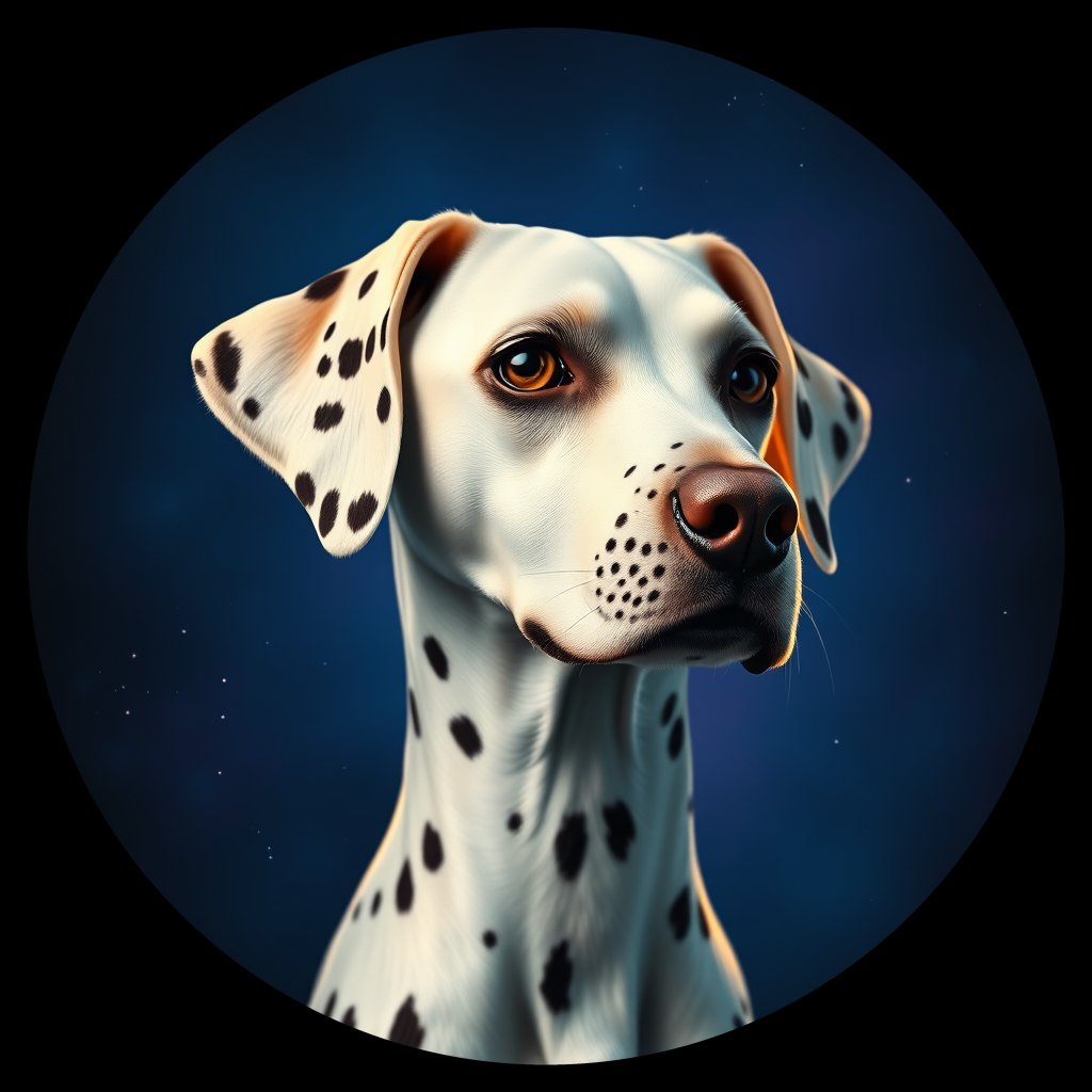 Cosmic medallion portrait of DAL13_DAL13, a Dalmatian