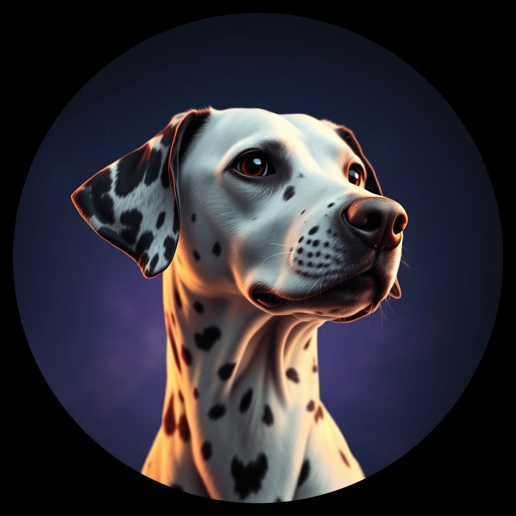 Cosmic medallion portrait of DAL14_DAL14, a Dalmatian