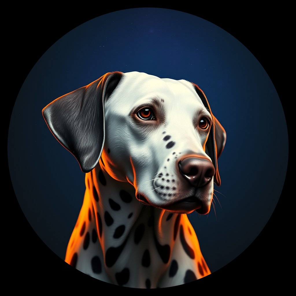 Cosmic medallion portrait of DAL15_DAL15, a Dalmatian