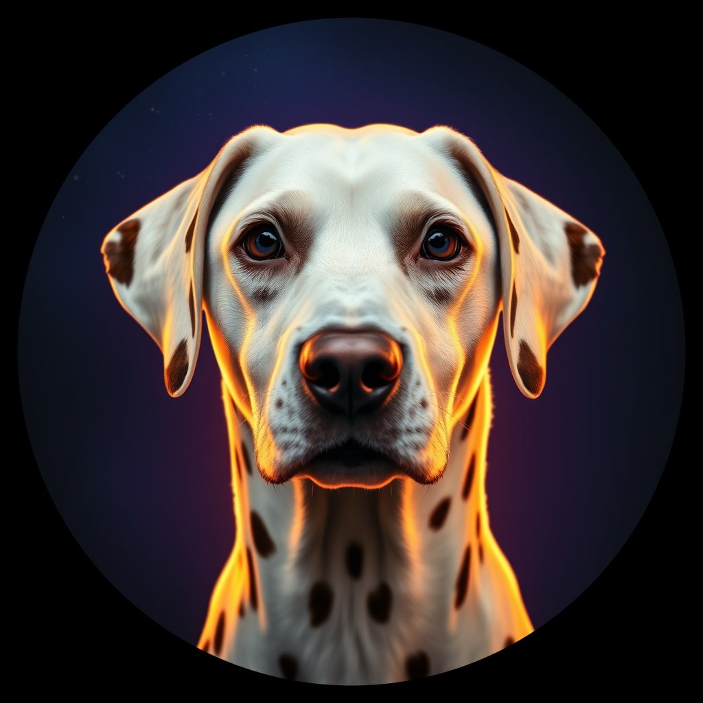 Cosmic medallion portrait of DAL16_DAL16, a Dalmatian
