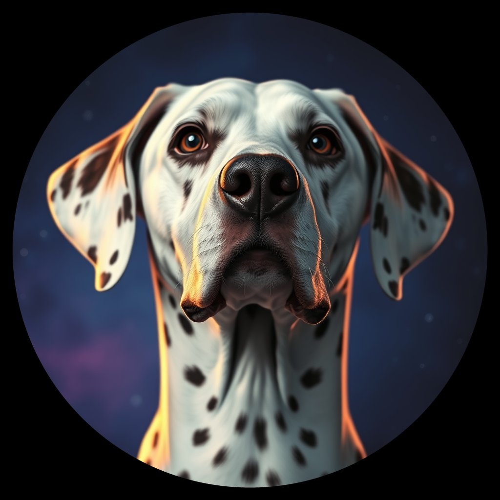 Cosmic medallion portrait of DAL17_DAL17, a Dalmatian