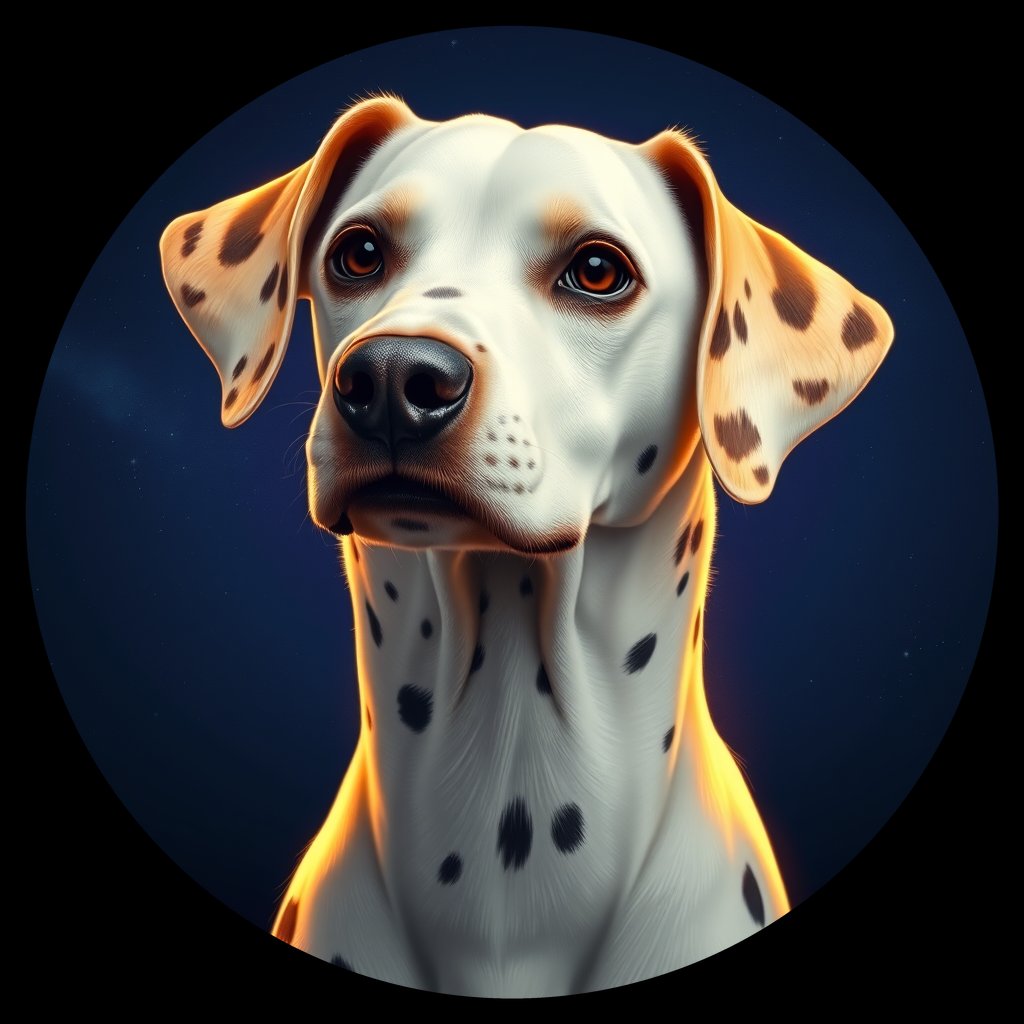 Cosmic medallion portrait of DAL18_DAL18, a Dalmatian