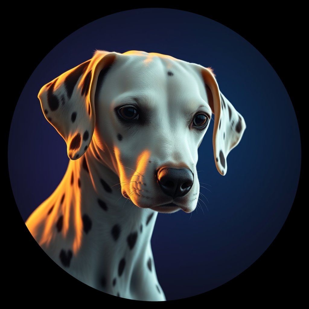 Cosmic medallion portrait of DAL19_DAL19, a Dalmatian