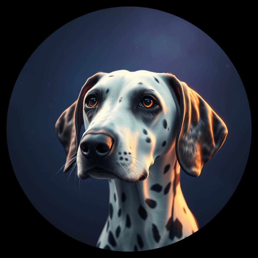Cosmic medallion portrait of DAL1_DAL1, a Dalmatian