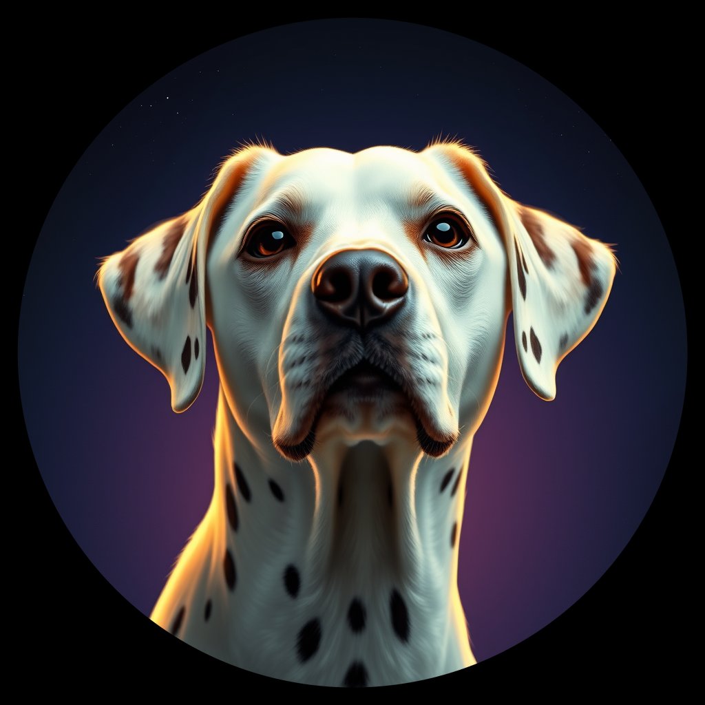 Cosmic medallion portrait of DAL20_DAL20, a Dalmatian