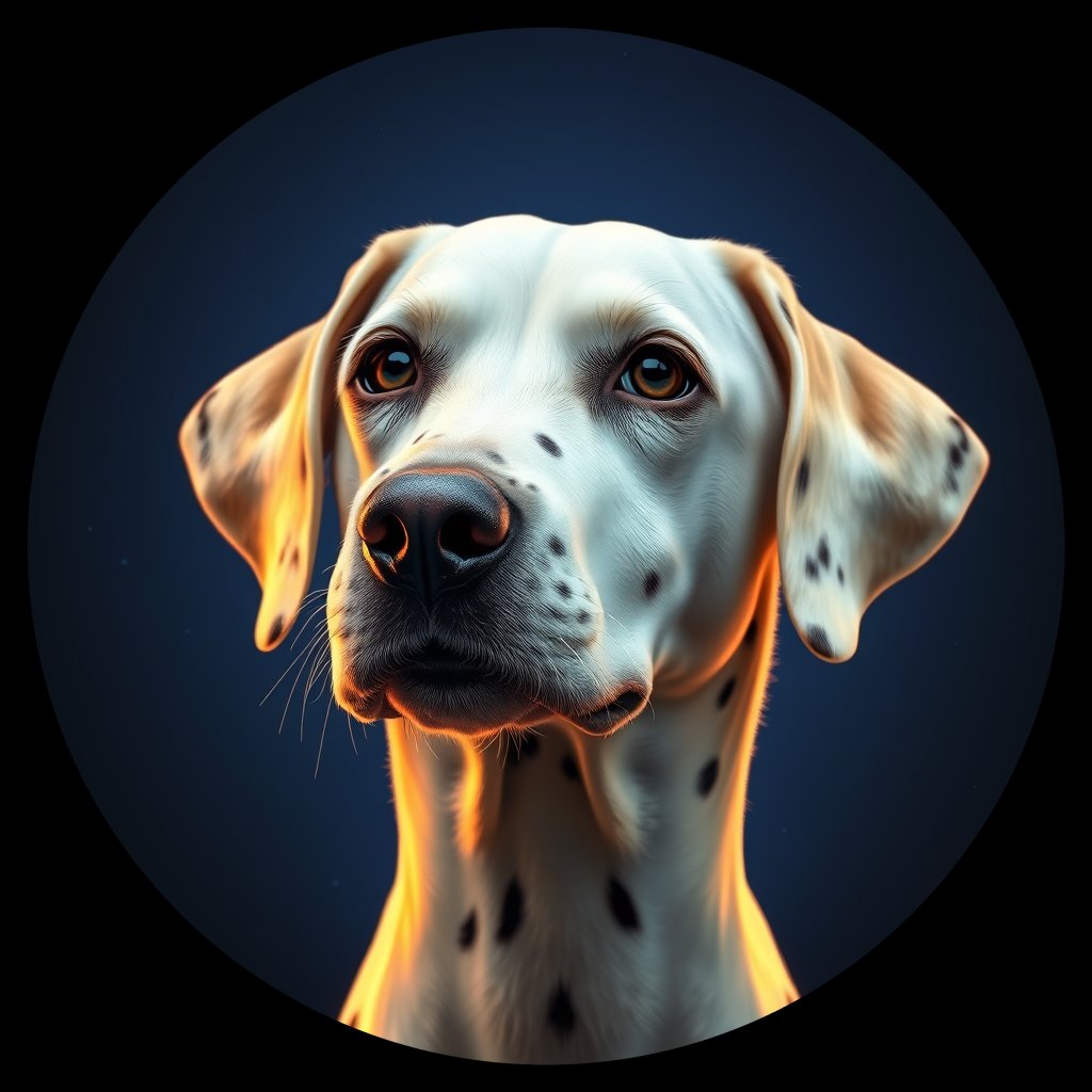 Cosmic medallion portrait of DAL23_DAL23, a Dalmatian