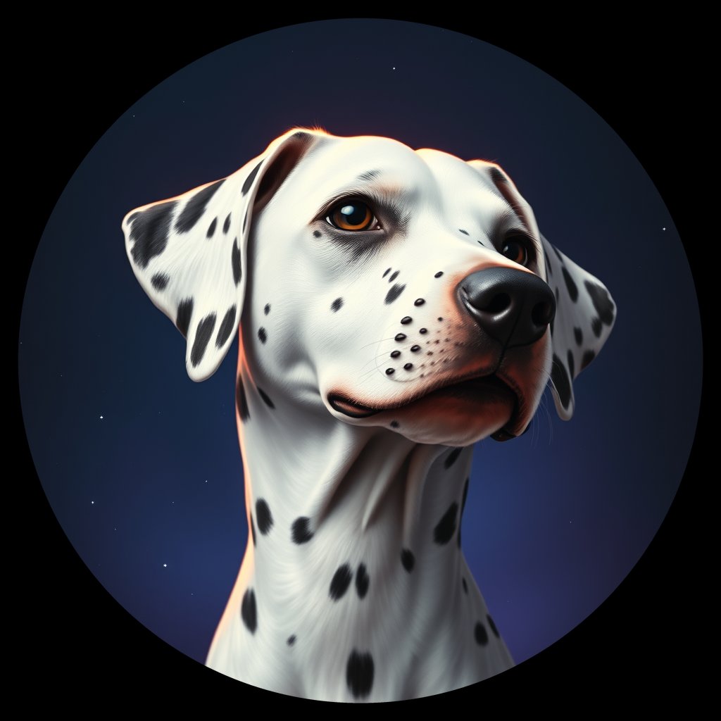 Cosmic medallion portrait of DAL24_DAL24, a Dalmatian