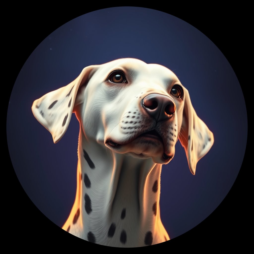 Cosmic medallion portrait of DAL26_DAL26, a Dalmatian