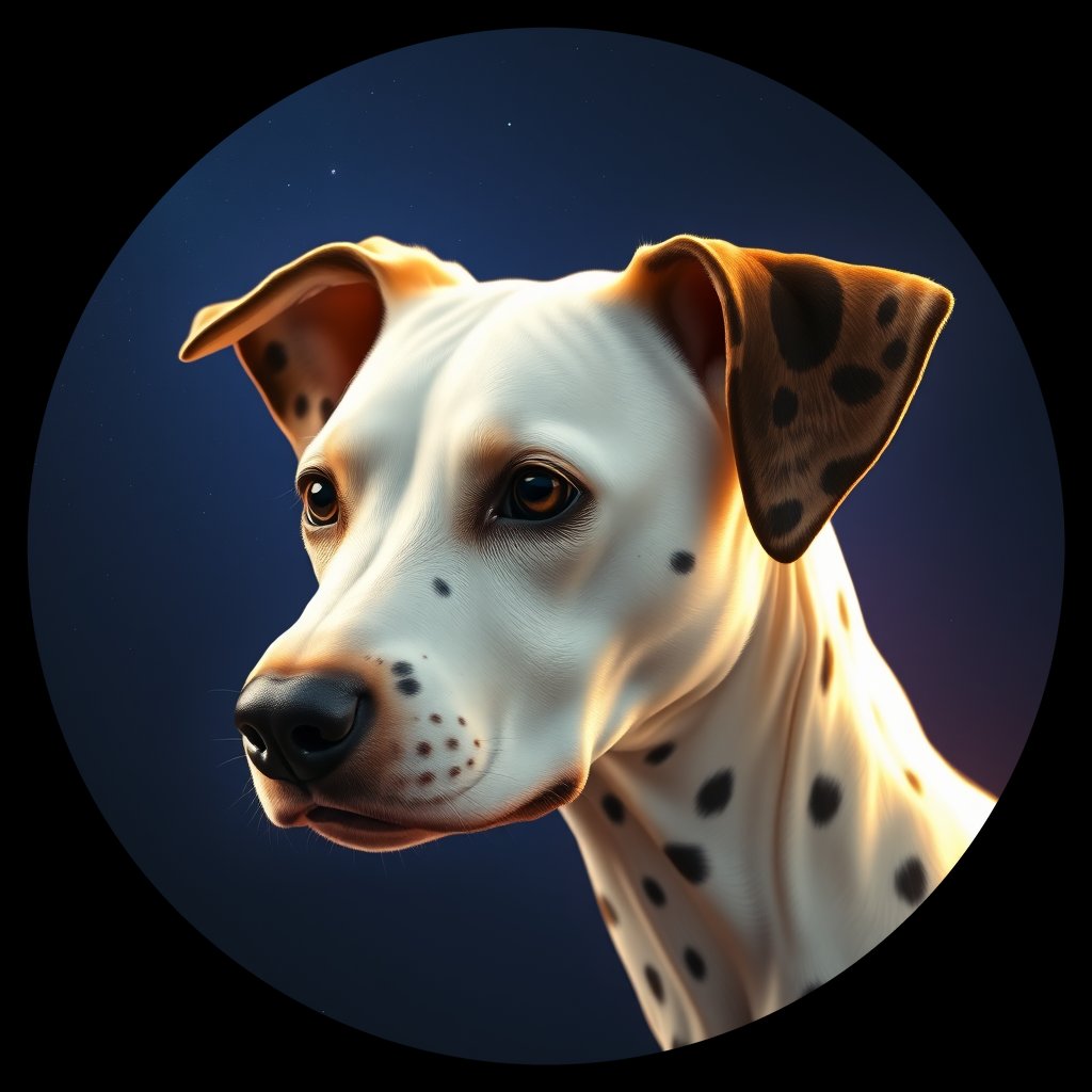 Cosmic medallion portrait of DAL27_DAL27, a Dalmatian