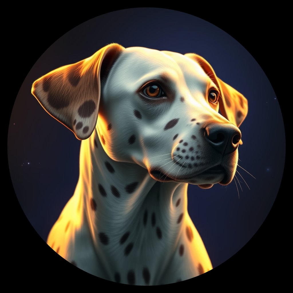 Cosmic medallion portrait of DAL28_DAL28, a Dalmatian