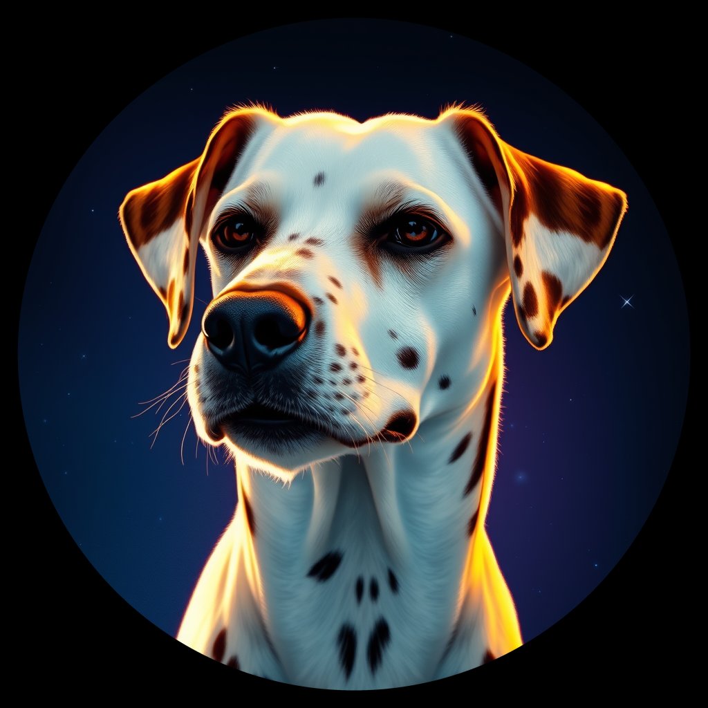 Cosmic medallion portrait of DAL29_DAL29, a Dalmatian