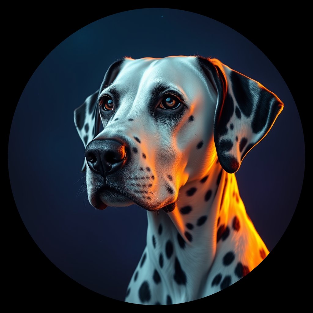 Cosmic medallion portrait of DAL33_DAL33, a Dalmatian