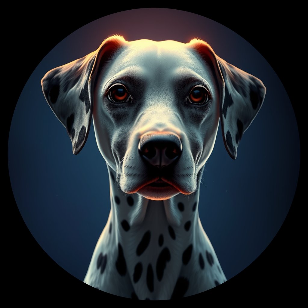 Cosmic medallion portrait of DAL35_DAL35, a Dalmatian