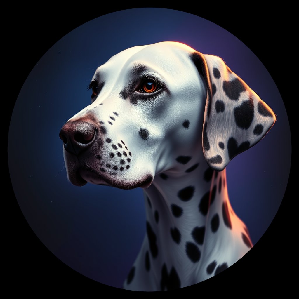Cosmic medallion portrait of DAL36_DAL36, a Dalmatian