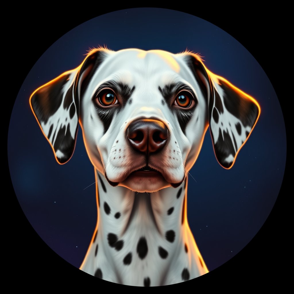 Cosmic medallion portrait of DAL37_DAL37, a Dalmatian