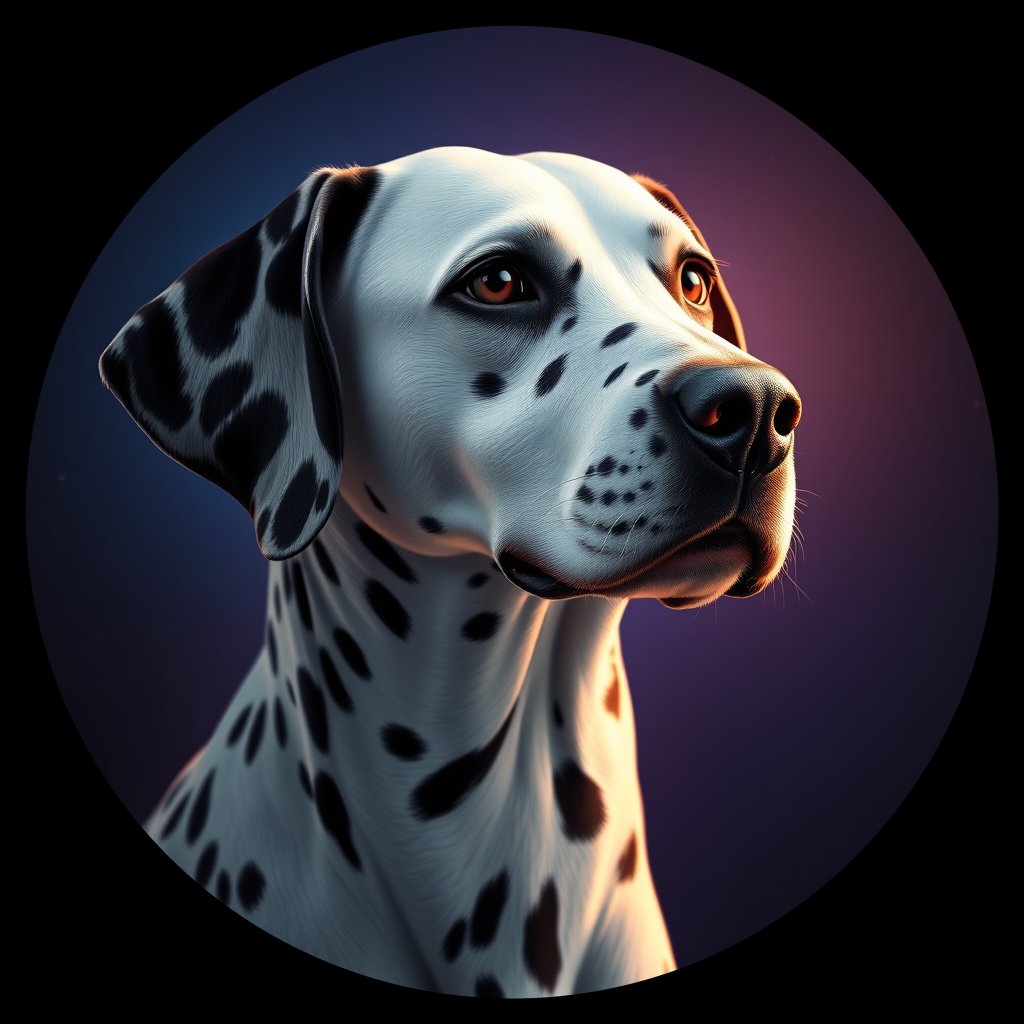 Cosmic medallion portrait of DAL38_DAL38, a Dalmatian