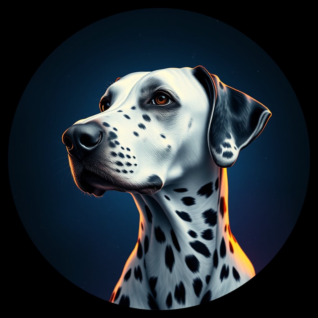 Cosmic medallion portrait of DAL39_DAL39, a Dalmatian