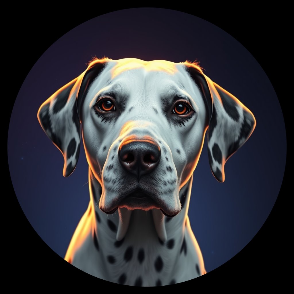Cosmic medallion portrait of DAL3_DAL3, a Dalmatian