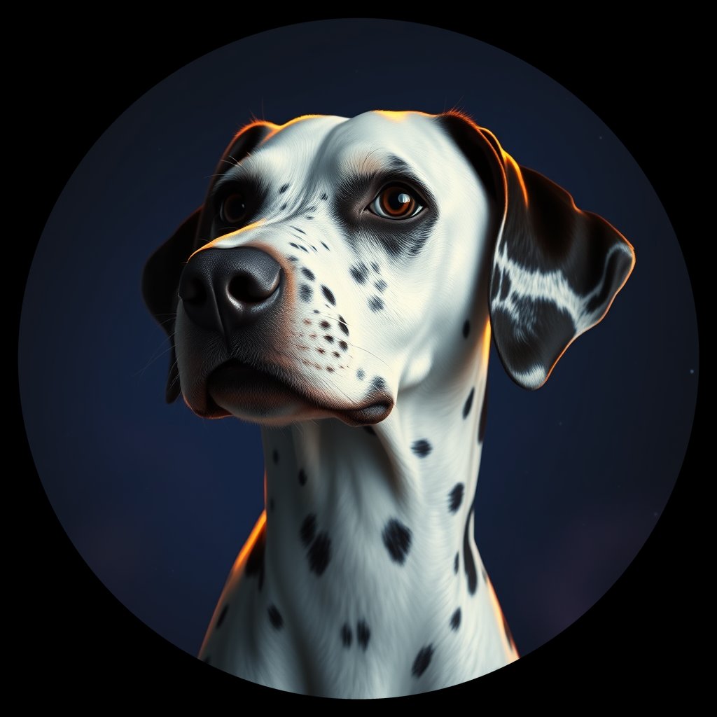 Cosmic medallion portrait of DAL41_DAL41, a Dalmatian