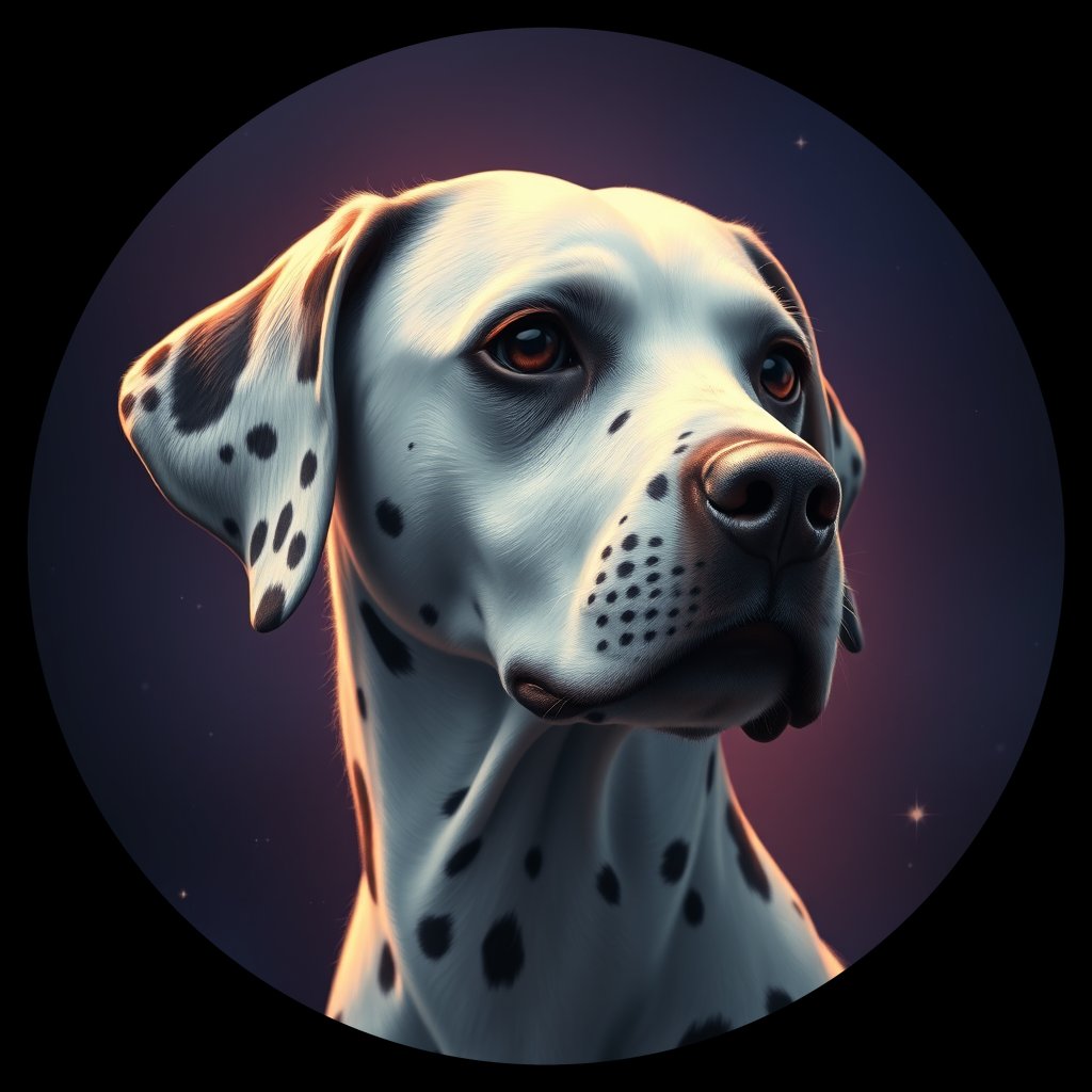 Cosmic medallion portrait of DAL42_DAL42, a Dalmatian