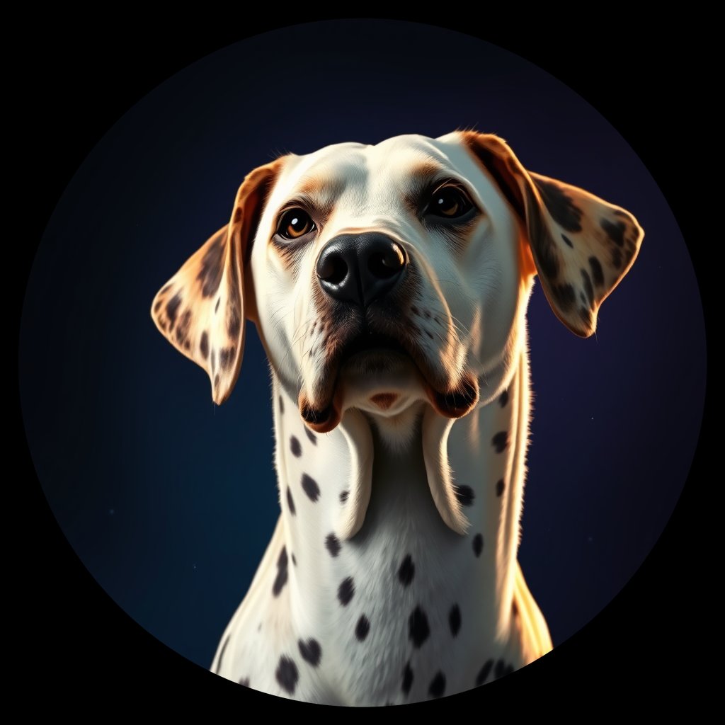 Cosmic medallion portrait of DAL43_DAL43, a Dalmatian