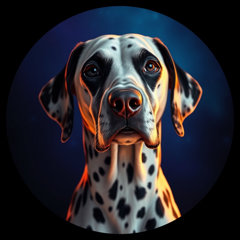 Cosmic medallion portrait of DAL44_DAL44, a Dalmatian