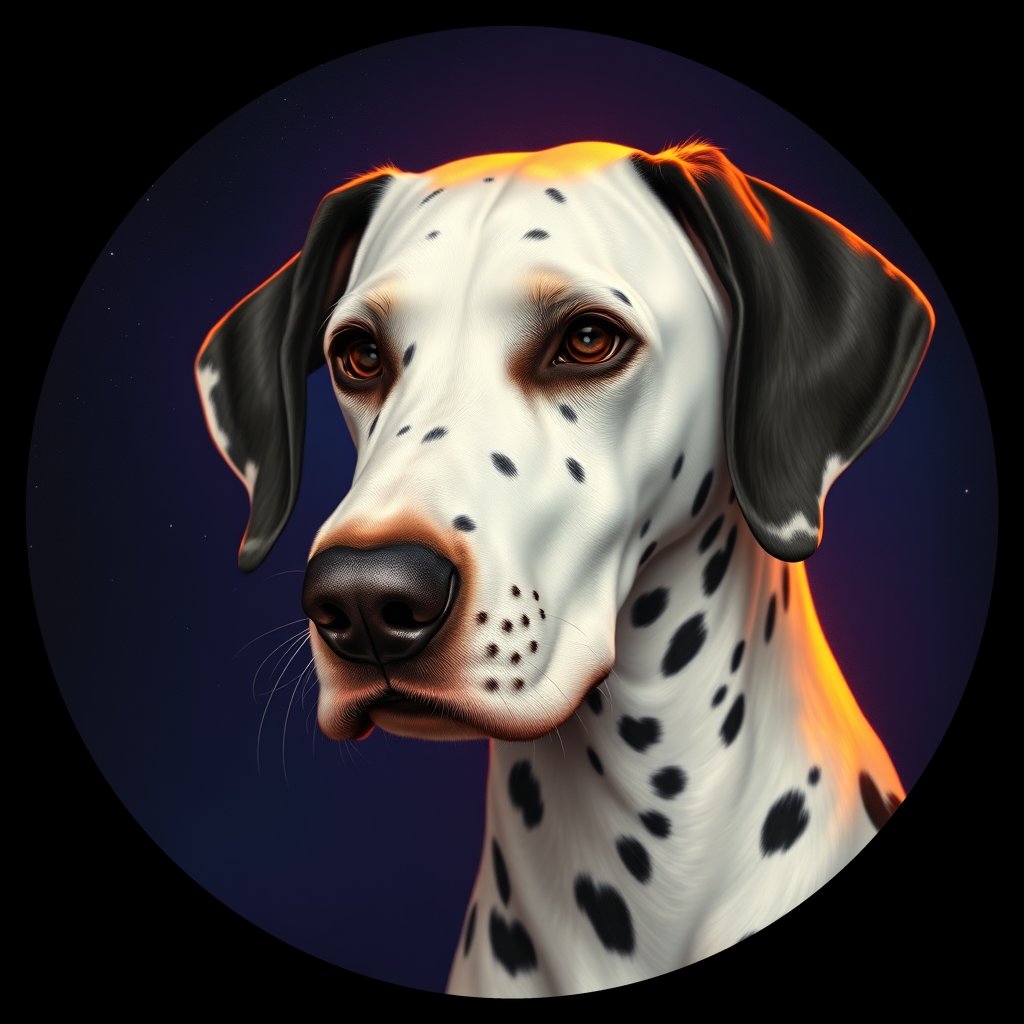 Cosmic medallion portrait of DAL45_DAL45, a Dalmatian